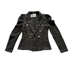 Payton Rose Classy Women's Black Double-Breasted Polished Tweed Jacket Old Money